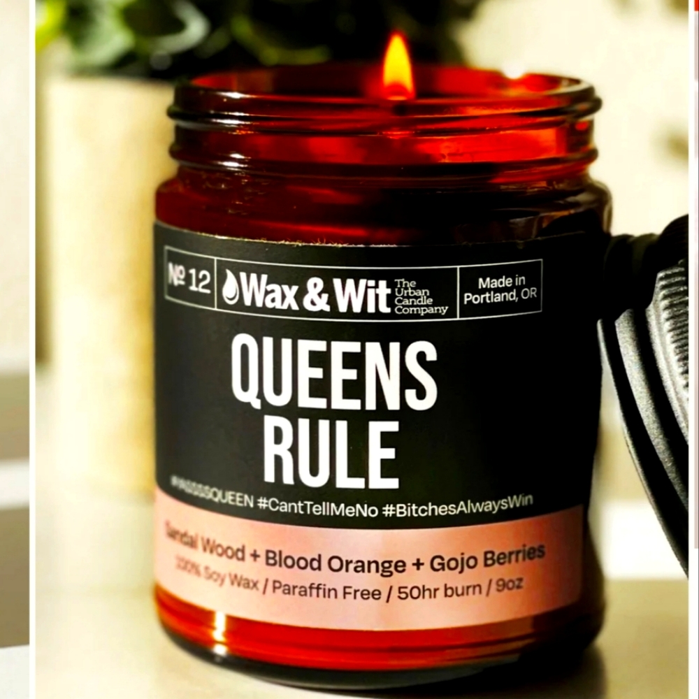 Wax & Wit Candle - Queens Rule: Sandalwood Citrus Goji Berry Soy Wax Gift Candle